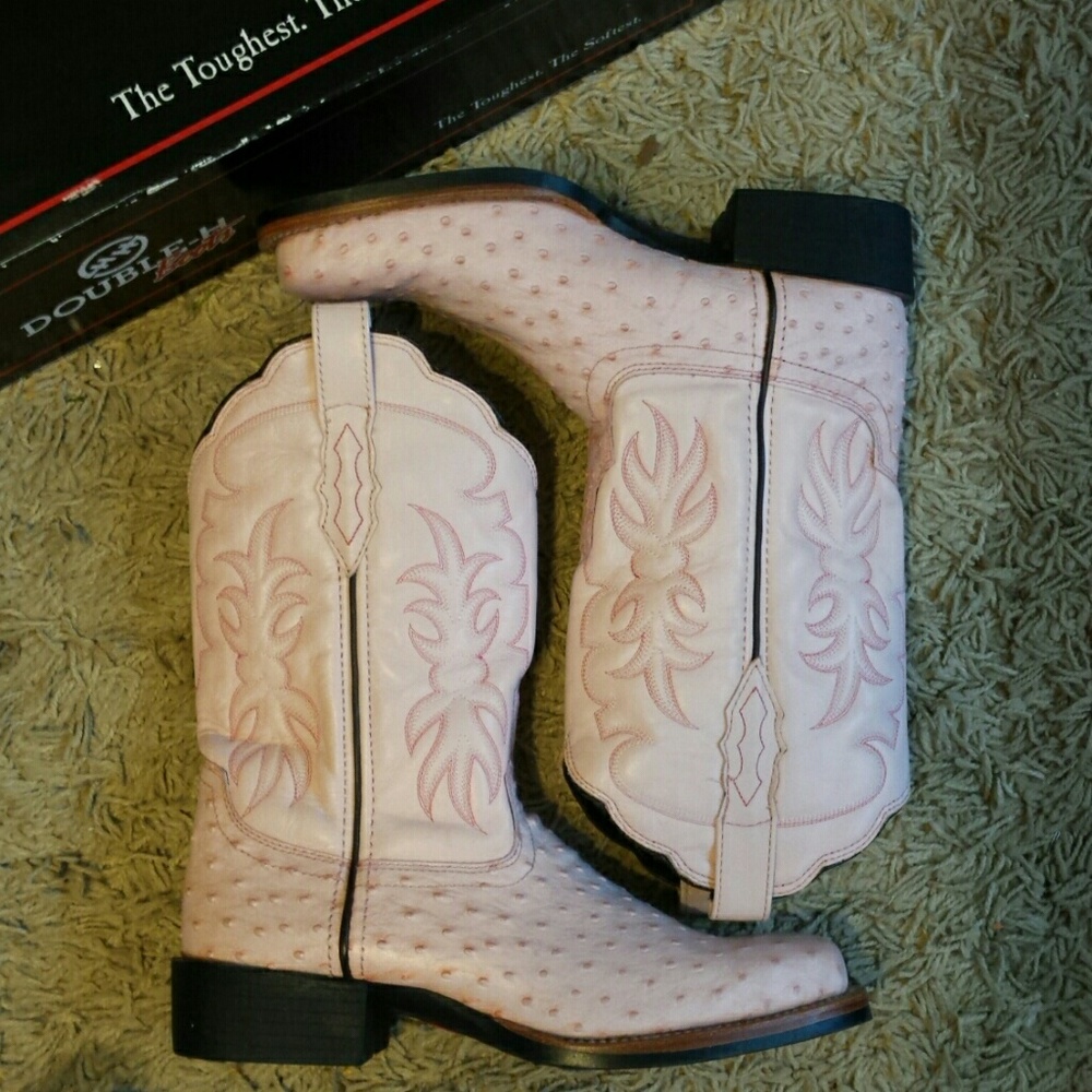 Double h pink ostrich riding cowboy boots 9